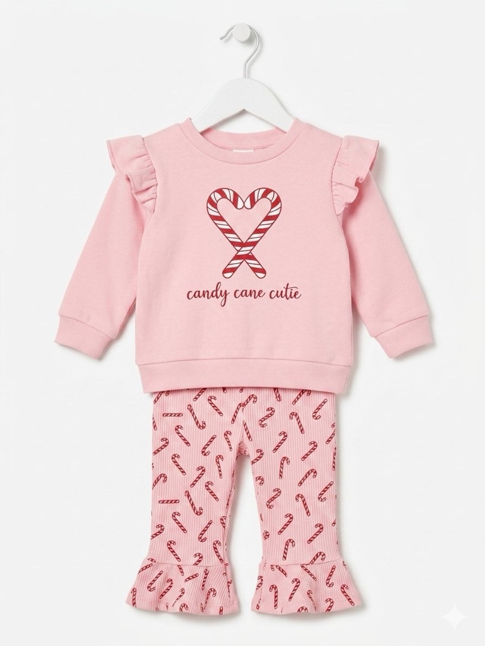 Lila & Jack Pink "Candy Cane Cutie" 2-Piece Sweatshirt & Pants Set - Size 3-6m